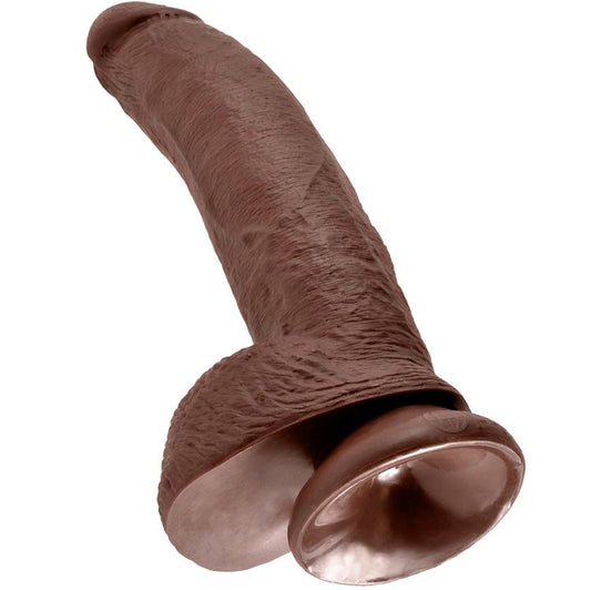 KING COCK - 9 GODES MARRON AVEC COUILLES 22,9 CM