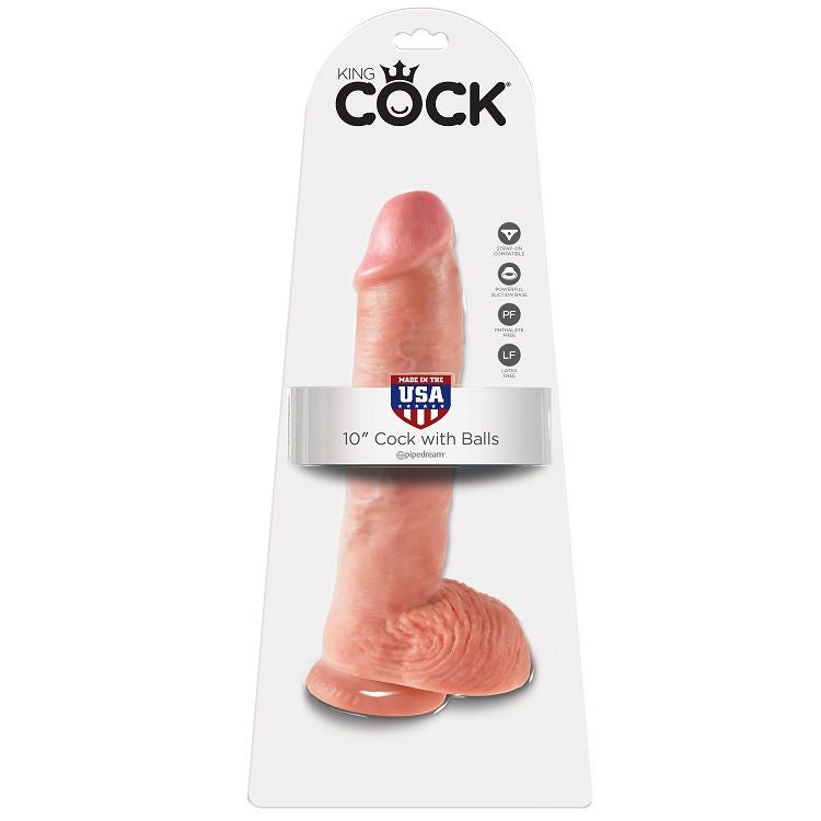 KING COCK - 10 DILDOS CARNE CON BOLAS 26,5 CM