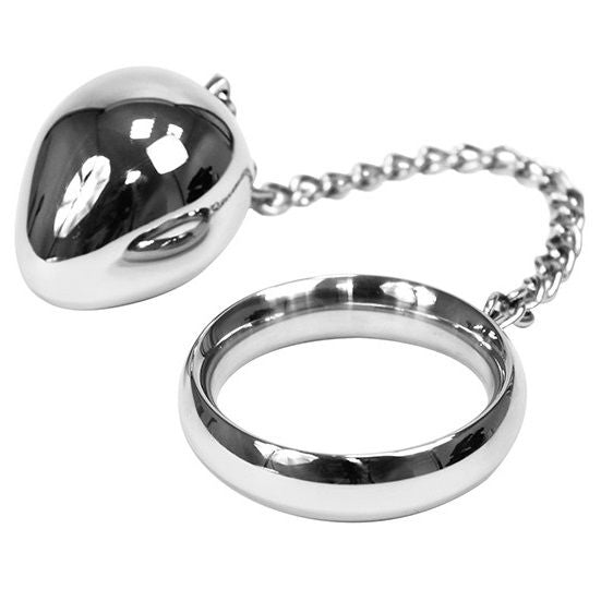 METAL HARD - ANILLO PARA PENE 50MM + CADENA CON BOLA METÁLICA
