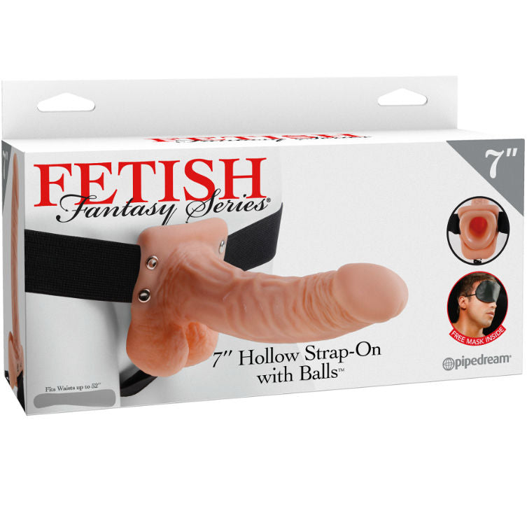 SERIE FETISH FANTASY - SERIE 7 STRAP-ON HUECO CON BOLAS 17.8CM COLOR CARNE