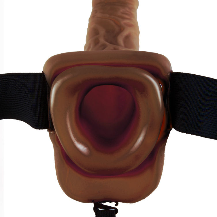 SERIE FETISH FANTASY - SERIE 9 STRAP-ON HUECO CON BOLAS 22.9CM MARRÓN