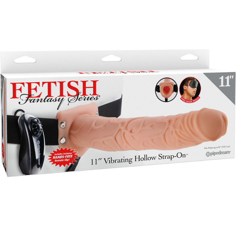 SERIE FETISH FANTASY - SERIE 11 STRAP-ON HUECO VIBRADOR CON BOLAS 27.9CM COLOR CARNE