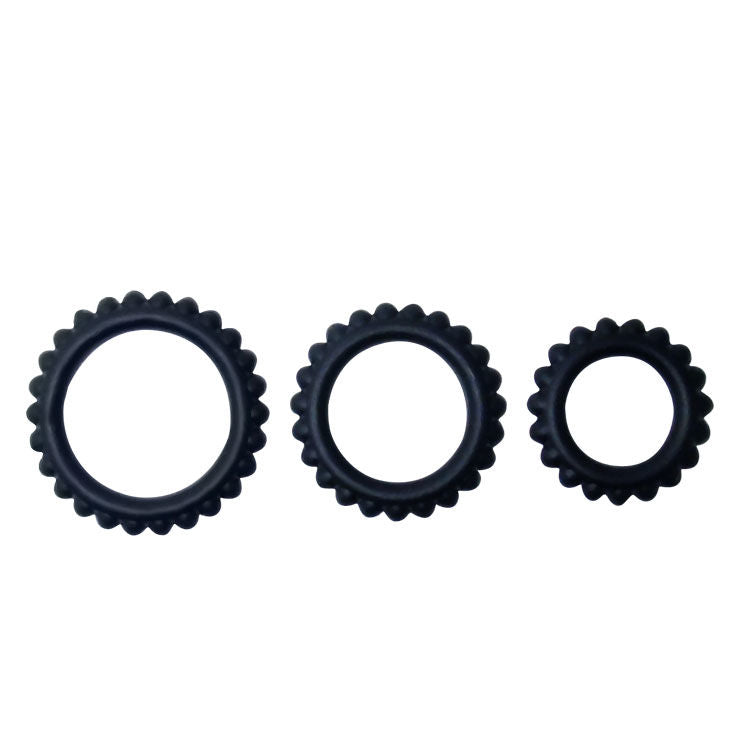 BAILE - TITAN SET 3 PIEZAS ANILLO PARA EL PENE NEGRO 2.8 + 2.4 + 1.9 CM 