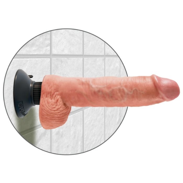 KING COCK - PENE VIBRADOR DE 25,5 CM CON BOLAS, COLOR CARNE
