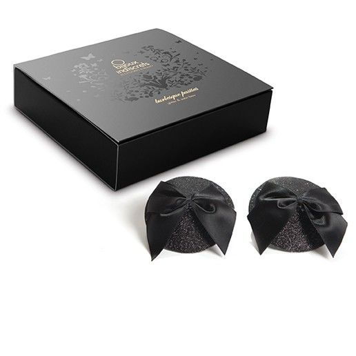 BIJOUX - CACHE-TETONS BURLESQUE BRILLANTS AVEC NŒUD