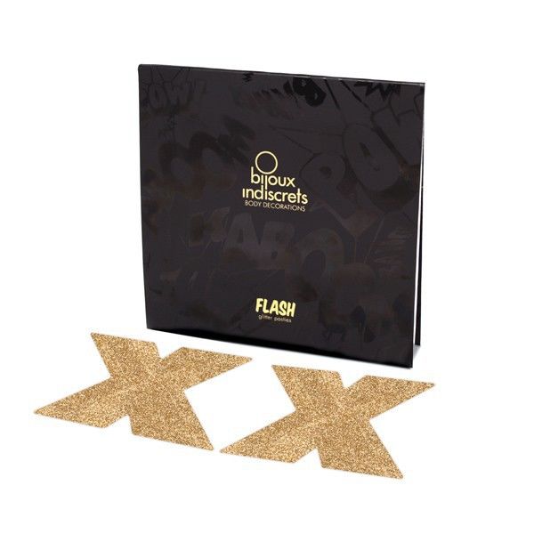 BIJOUX - CUBREPEZONES INDISCRETS FLASH CROSS DORADO