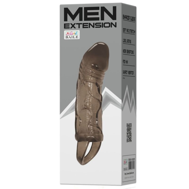 BAILE - COUVERCLE D'EXTENSION DE PÉNIS AVEC SANGLE POUR TESTICULES NOIR 13,5 CM