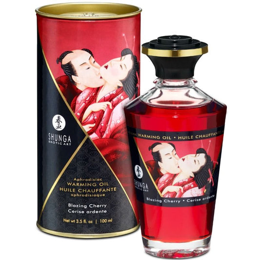SHUNGA - ACEITE DE MASAJE EFECTO CALOR SABOR A CEREZA INTENSO 100 ML