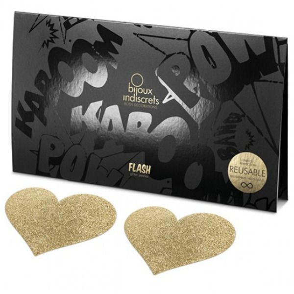 BIJOUX - CACHE-TETONS INDISCRETS FLASH CŒUR DORÉ