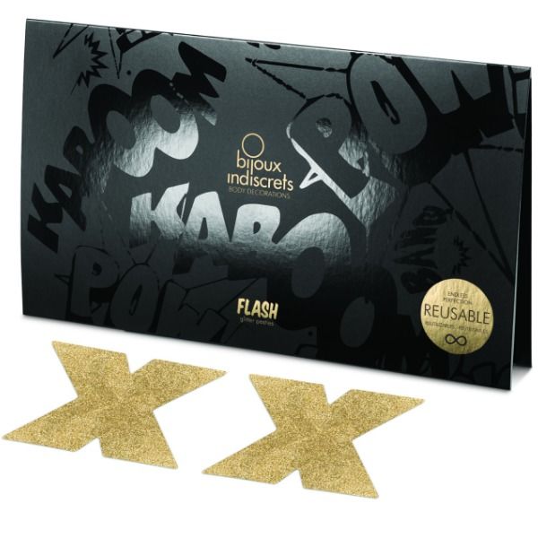 BIJOUX - CUBREPEZONES INDISCRETS FLASH CROSS DORADO