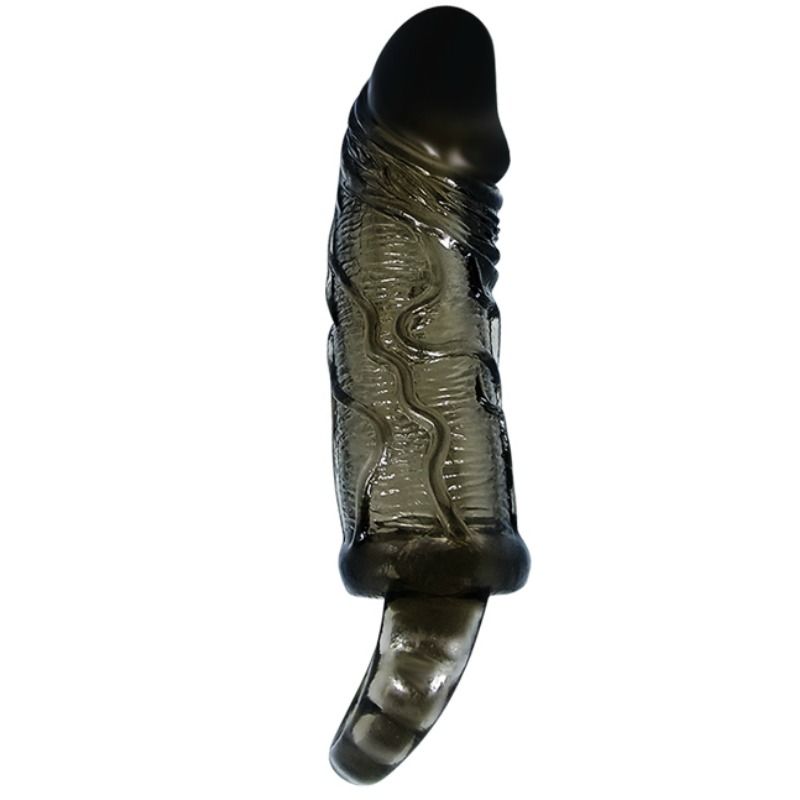 BAILE - COUVERCLE D'EXTENSION DE PÉNIS AVEC SANGLE POUR TESTICULES NOIR 13,5 CM