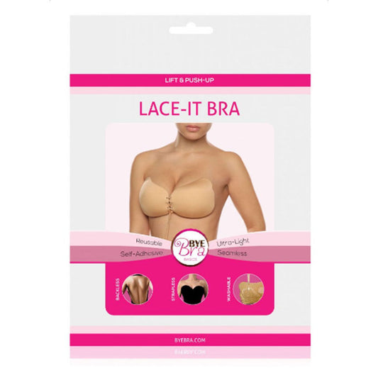 BYE-BRA - Sujetador push-up con encaje, color beige, copa B