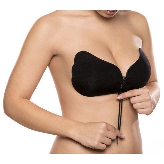 BYE-BRA - Sujetador push-up con encaje, copa A negra