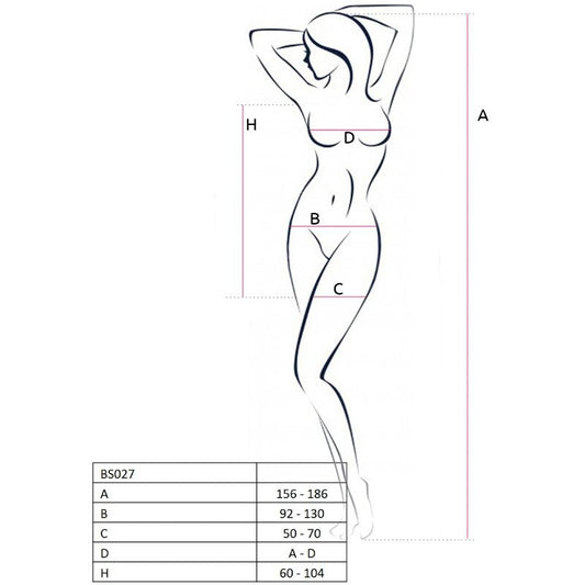 PASIÓN - MUJER BS027 BODYSTOCKING ESTILO VESTIDO NEGRO TALLA ÚNICA