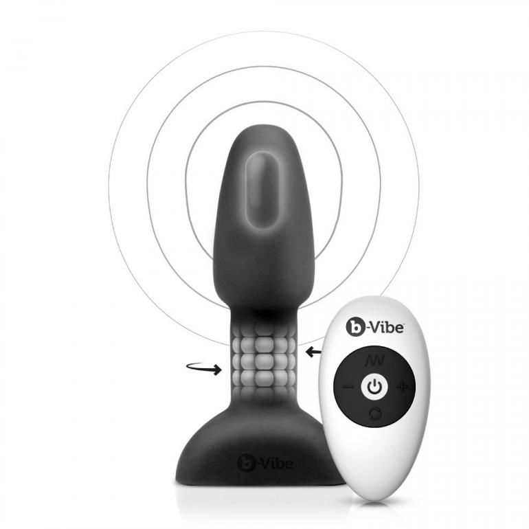 B-VIBE - Plug anal avec télécommande pour anulingus, petite taille, noir