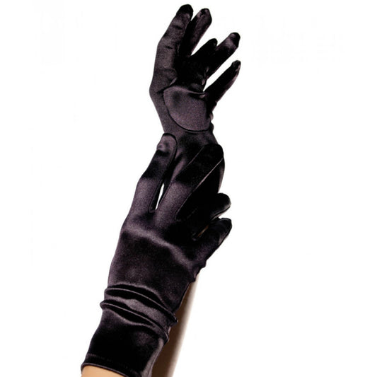LEG AVENUE - GUANTES DE SATÉN NEGROS