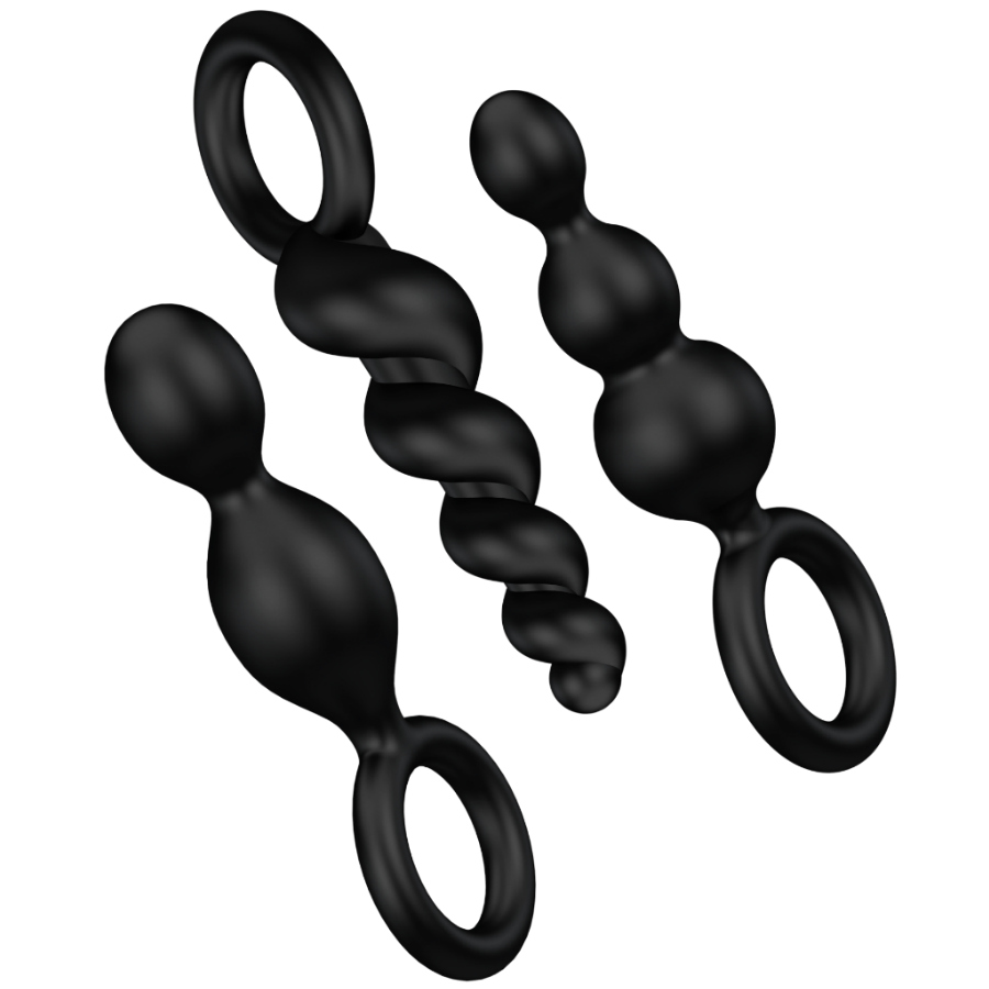 SATISFYER - LOT DE 3 PLUGS ANAL NOIRS