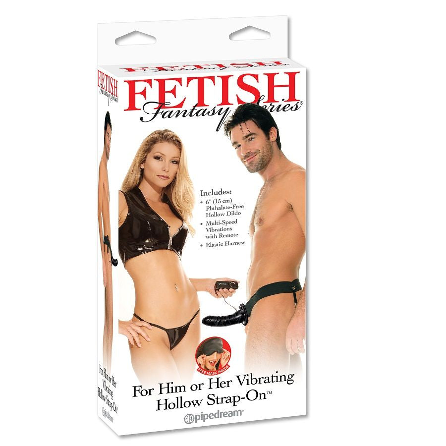 SÉRIE FETISH FANTASY - STRAP-ON CREUX VIBRANT POUR ELLE OU LUI NOIR