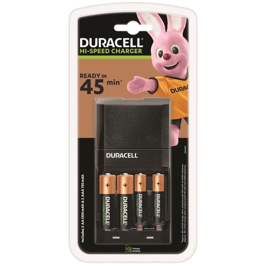 DURACELL - CARGADOR 45MIN. + 2xAA 1700mAh + 2xAAA 750mAh