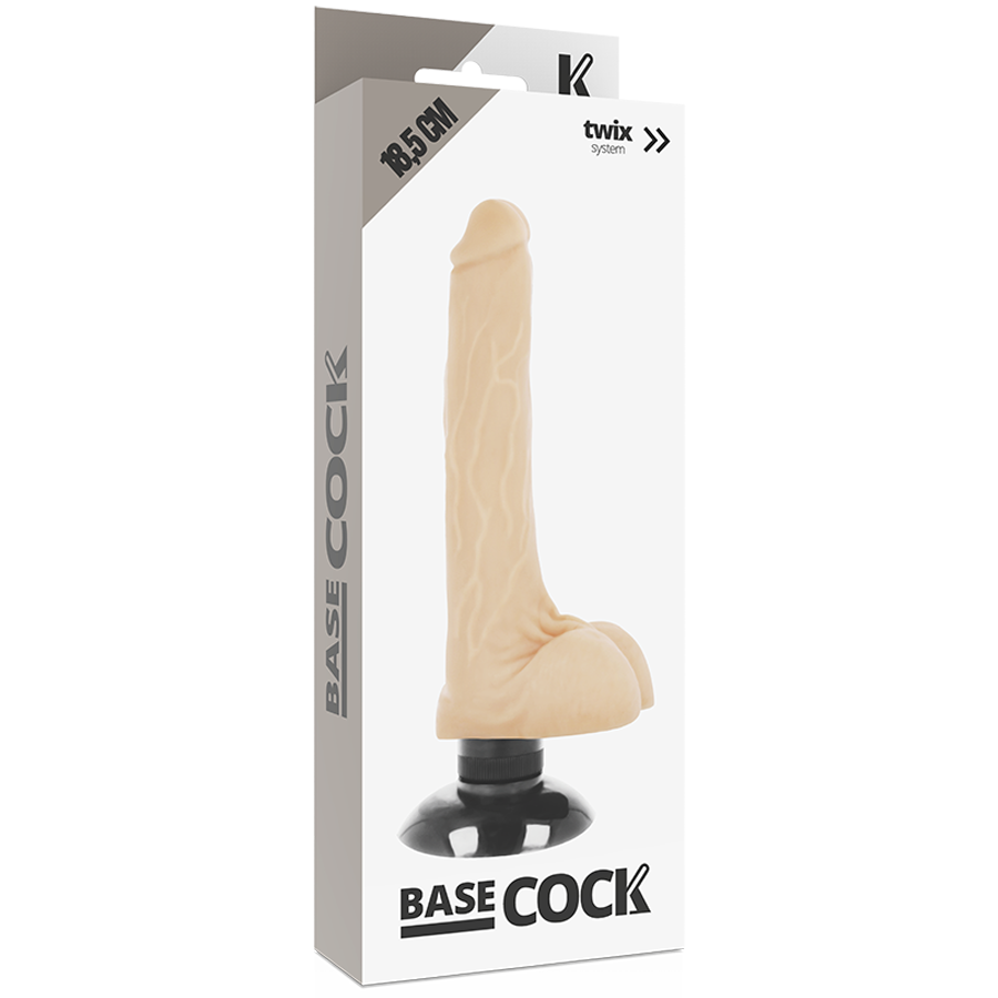 BASECOCK - VIBRADOR REALISTA 2-1 CARNE 18.5 CM -O- 4 CM