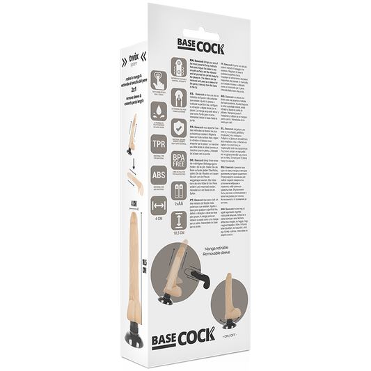 BASECOCK - VIBRADOR REALISTA 2-1 CARNE 18.5 CM -O- 4 CM