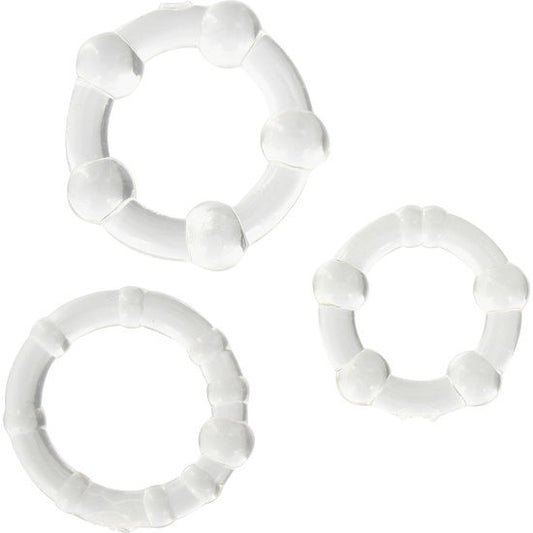 SIETE CREACIONES - SET DE TRES ANILLOS TRANSPARENTES PARA EL PENE