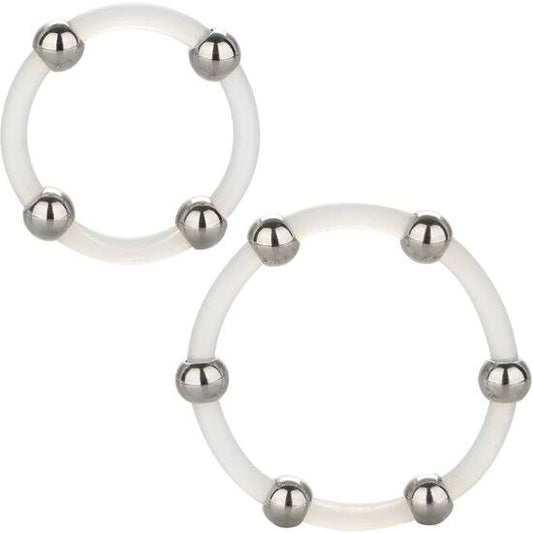 CALEXOTICS - JUEGO DE ANILLOS DE SILICONA CON CUENTAS DE ACERO