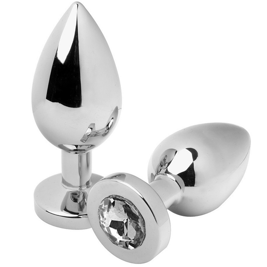METAL DURO - PLUG ANAL DIAMANTE TRANSPARENTE MEDIANO 7.62CM