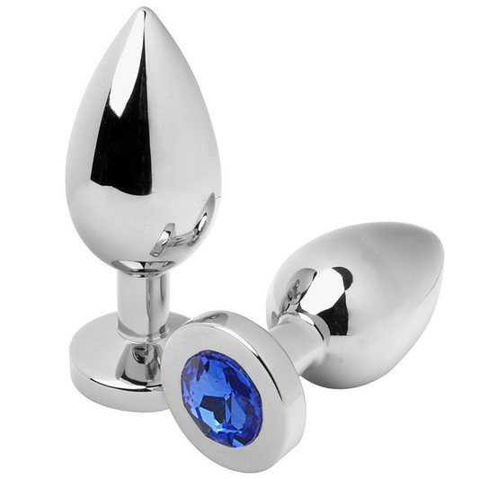 METAL DURO - PLUG ANAL DIAMANTE AZUL MEDIANO 7.62CM
