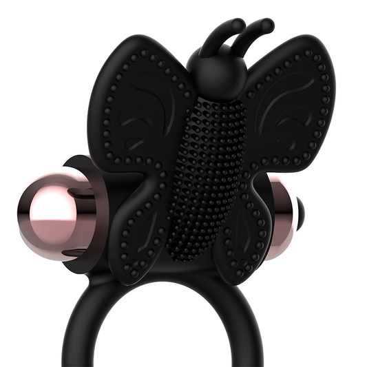 COQUETTE CHIC DESIRE - ANILLO PARA EL PENE MARIPOSA CON VIBRADOR NEGRO/DORADO