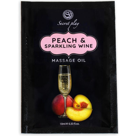 SECRETPLAY - ACEITE DE MASAJE DE MELOCOTÓN Y VINO ESPUMOSO SOBRE 10 ML