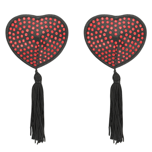 COQUETTE CHIC DESIRE - CUBREPEZONES CORAZÓN NEGRO/ROJO