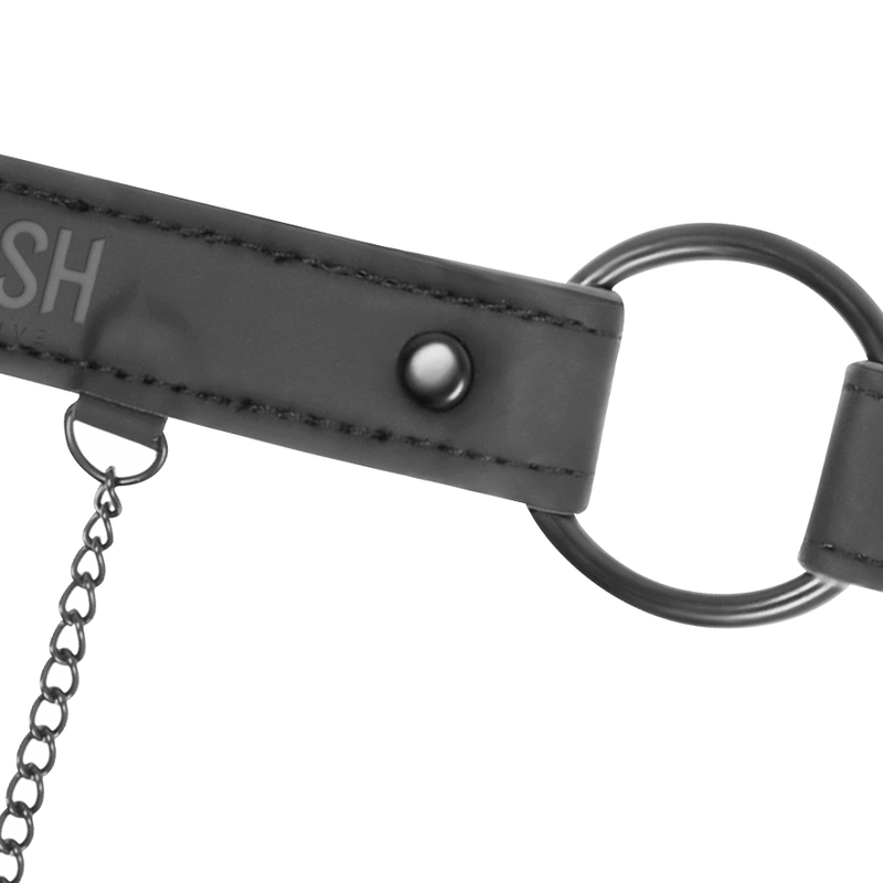 FETICHE SUMISO - ANILLO DE MORDAZA CON PINZAS PARA PEZONES