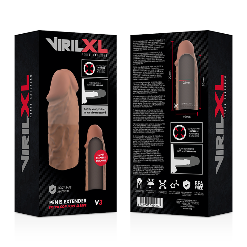 VIRILXL - EXTENSIÓN DE PENE DE SILICONA LÍQUIDA V3 MARRÓN
