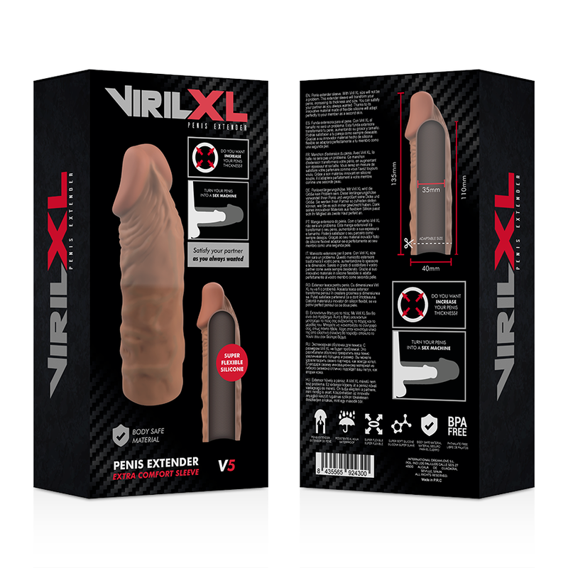 VIRILXL - EXTENSIÓN DE PENE DE SILICONA LÍQUIDA V5 MARRÓN