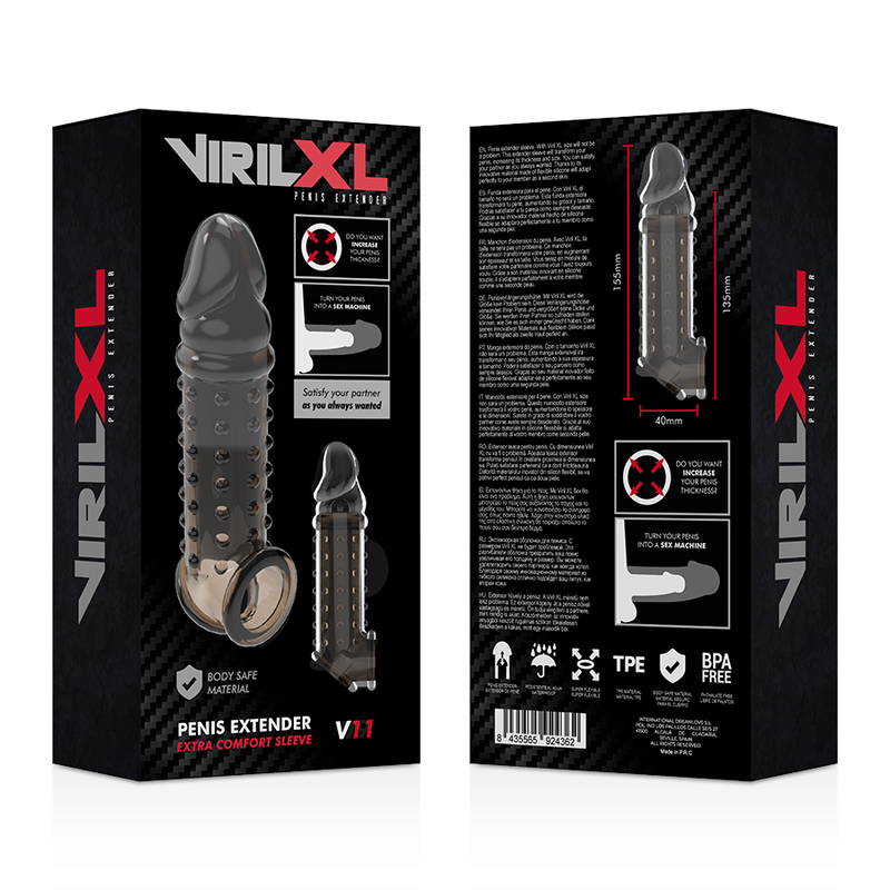 VIRILXL - EXTENSIÓN DE PENE Y FUNDA V11 NEGRO