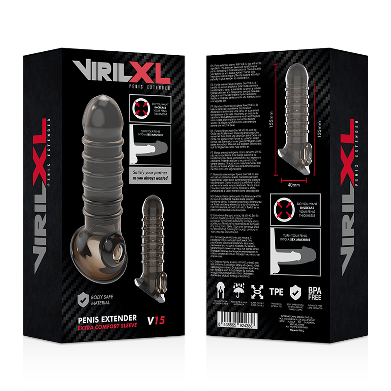 VIRILXL - EXTENSIÓN DE PENE Y FUNDA V15 NEGRO