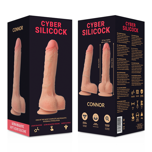 CYBER SILICOCK - STRAP-ON CONNOR SILICONA LÍQUIDA CON 3 ANILLOS GRATIS 20.5 CM -O- 3.7 CM