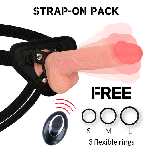 ROCKARMY - ARNÉS + VIBRADOR DE SILICONA LÍQUIDA PREMIUM APACHE CONTROL REMOTO 20,5 CM -O- 4,62 CM