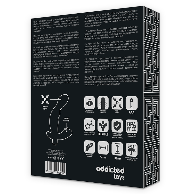 ADDICTED TOYS - ESTIMULADOR ANAL DE PRÓSTATA VIBRADOR REALISTA DE SILICONA DEL PUNTO P